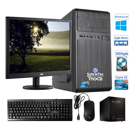 Computador Core i3 - Hd 500Gb- Memória Ram 4 Gb -Monitor 15- Tecaldo/Mouse e Estabilizador