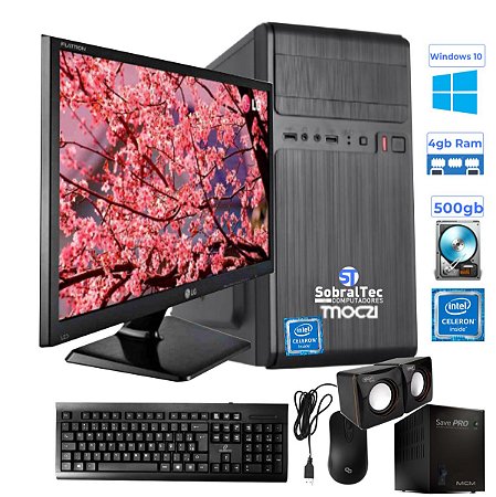 Computador J3060 Dual Core-Hd 500 Gb -Memória 4 Gb- Monitor 19,5 Teclado e Mouse Som e Estabilizador