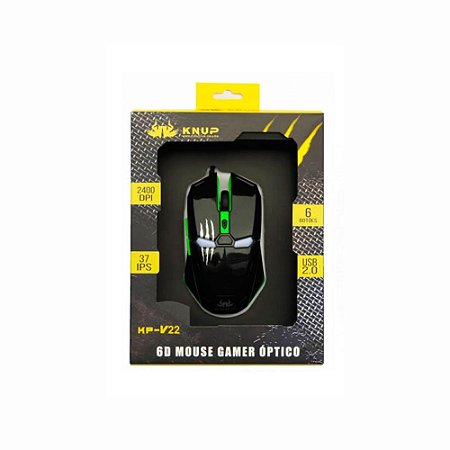 Mouse Gamer Óptico Usb2.0 2400DPI 6 Botões 37 Ips Knup Kp-V22