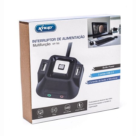 Interruptor De Alimentação Multifunção PC 2 Portas USB 2.0 P2 Knup Kp-T85