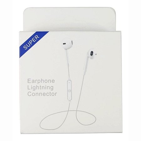 Fone Ouvido Bluetooth Earphone Lightning connector  Branco H´maston Cb09
