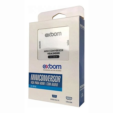 Mini Conversor Exbom Vga Para Hdmi Com Entrada Áudio P2 Exbom CC-VH1K