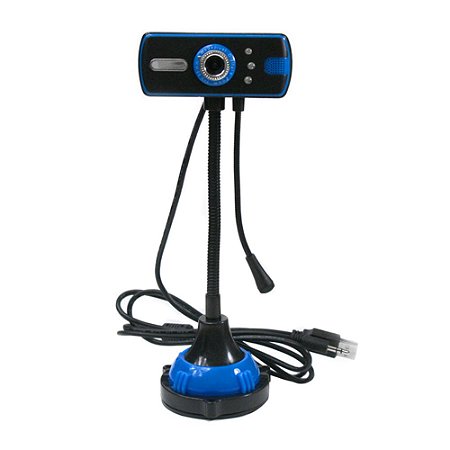 Webcam Pc Zoom Digital 3.85 Com Microfone Usb 2.0 Foco Manual Azul Quadrada