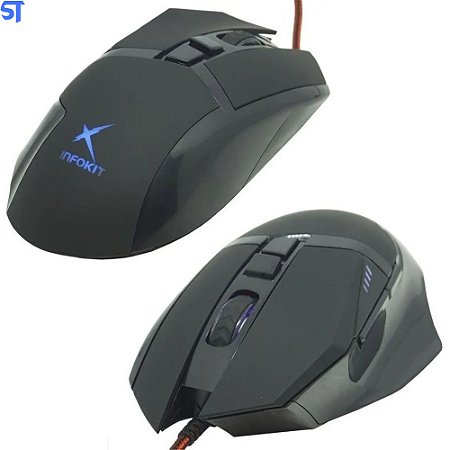 Mouse Gamer Usb 2400 Dpi 6 Botões Led Rgb Cabo Infokit X Soldado Gm-601