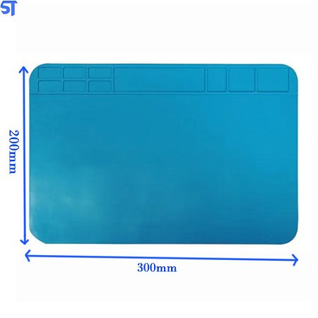 Manta Anti Estática Silicone Azul Com Porta Objetos 300X200mm Exbom KLTE-509