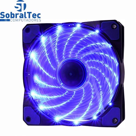 Cooler Fan 12cm Com 16 Leds Azul 12V 0,20A 9 Lâminas 1200Rpm Oex Game F20