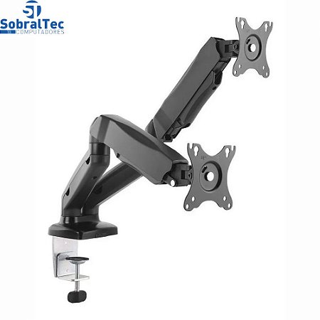 Suporte Articulado Para 2 Monitores 17" a 27" Pistão a Gás Preto ELG F160N