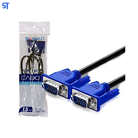 Cabo Vga Para Monitor 1.5 Mt Macho x Macho Com Filtro CBX-MVGA15 Exbom