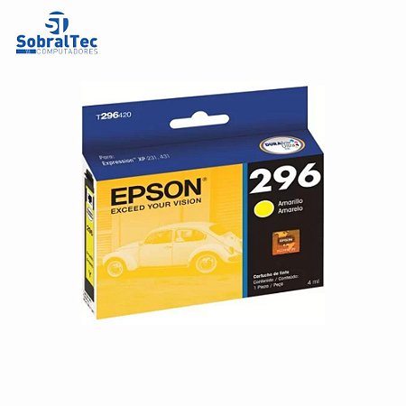 Cartucho De Tinta Epson 296 Amarelo 250 Paginas T296420 BR