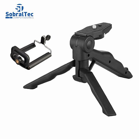 Suporte De Mão e Mini Tripé Ajustável 360 Para Celulares e Câmeras Com Adaptador