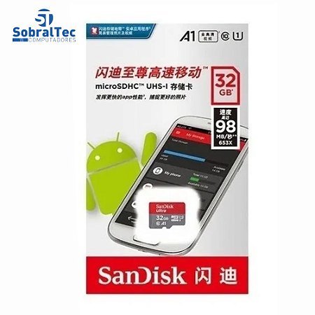Cartão De Memoria Micro SdHc 32Gb Classe 10 Ultra Sandisk SDSQUNC-032G-ZN3MN