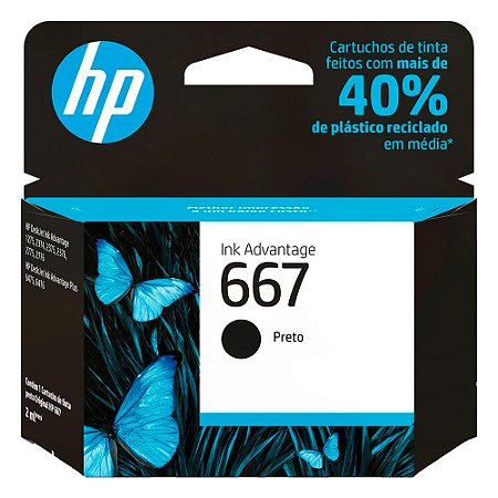 Cartucho HP 667 Preto Original 3YM79AB Para HP Deskjet 2376 2776 6476 5076 5276