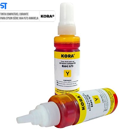 Tinta Refil Bulk Ink Y Compativel Epson Corante Amarelo 100Ml Kora R-EP100Y