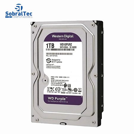 HD Interno Western Digital 1TB 3.5 SATA 6Gb/s 5400RPM WD Purple Para DVR WD10PURZ