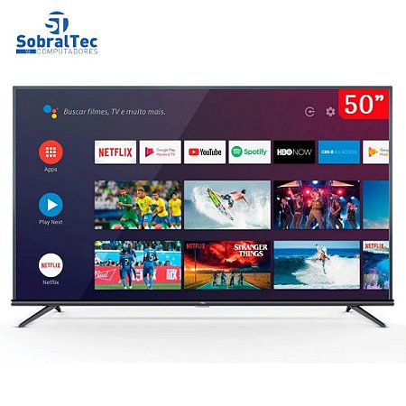 Smart TV 4K LED 50” SEMP TCL 50P8M Android Wi-Fi Bluetooth HDR Inteligência Artificial 3 HDMI 2 USB