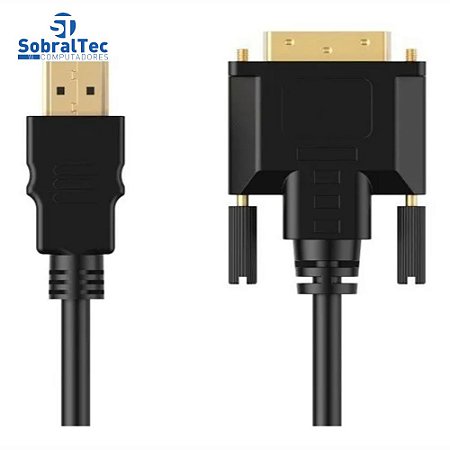 Cabo Hdmi Macho Para Dvi 24+1 Macho 1Mt Conectores Dourados