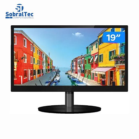 Monitor 19" LED PCTop Slim com HDMI, VGA, VESA - MLP190HDMI