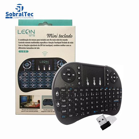 Mini Teclado Leon Gts Wireless Iluminado Com Mouse Smartphones Leon-429