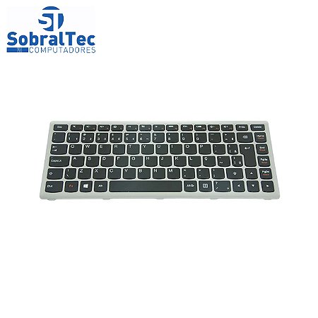 Teclado bringIT Compativel Com Ibm Lenovo G400S - Black - Br - Silver Frame - Big Enter