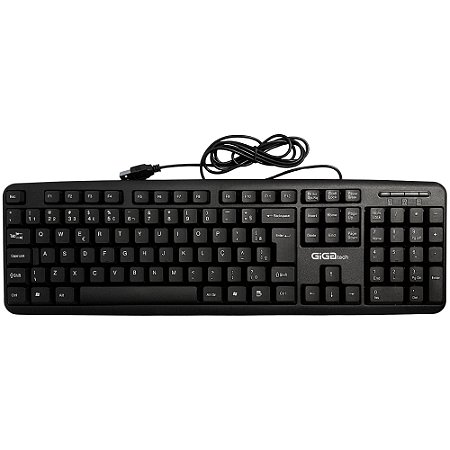 Teclado Slim USB, Design Ergonômico e Confortável, Modelo 4001-01, GigaTech, Preto