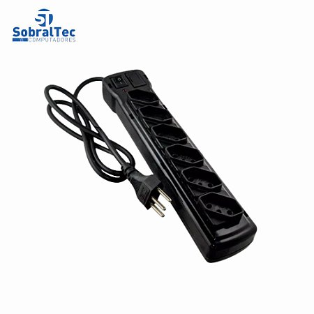 Filtro de Linha Protetor Eletronico Bivolt Preto 6 Tomadas 1 Metro Fiolux