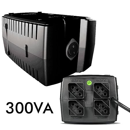 Estabilizador 300VA MCM Save Pro Bivolt/115V, Com 4 Tomadas - Preto