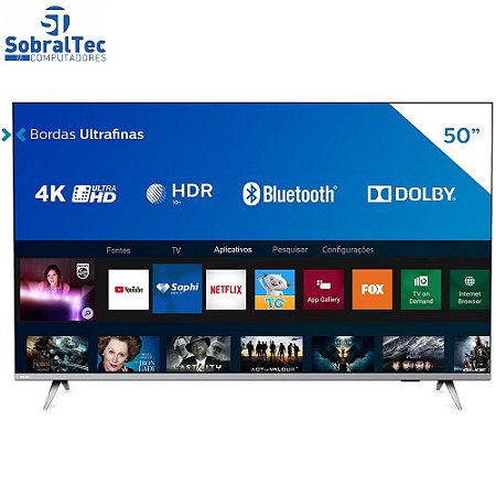 Smart TV LED 50" 4K Philips 50PUG6654/78 Com HDR, Dolby Vision, Dolby Atmos, Wi-Fi, Quad Core, Bluetooth, Entradas HDMI