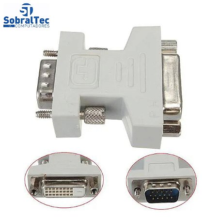 Adaptador DVI Fêmea 24+1 / 24+5 Para VGA Macho