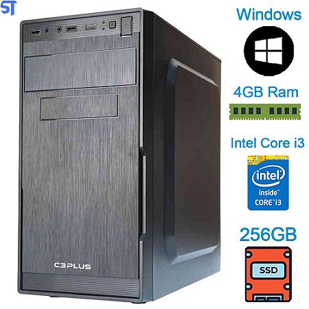Computador Core i3 3220, Com HD SSD 256GB, Memória Ram 4GB, Gab C3Plus