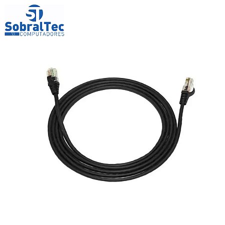 Cabo De Rede 5 Metros Crimpado Mk2 Tecno 23AWG UTP Categoria 5E Preto 5Mt