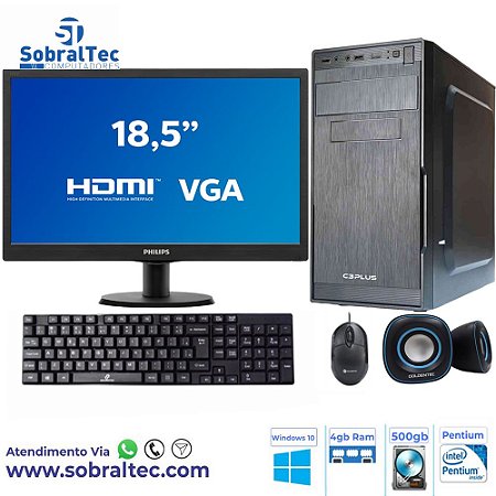 Computador Intel Pentium Dual Core G2020 | 2.90Ghz- HD 500GB- Memória 4GB- Monitor 18,5-Tecaldo e Mouse