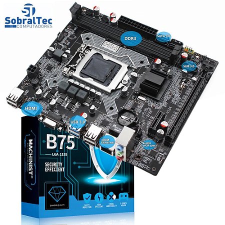 Placa Mãe LGA 1155 DDR3 B75  (H61) - X7-V124 Machinist Segura e Eficiente Suporte a i3 i5 i7