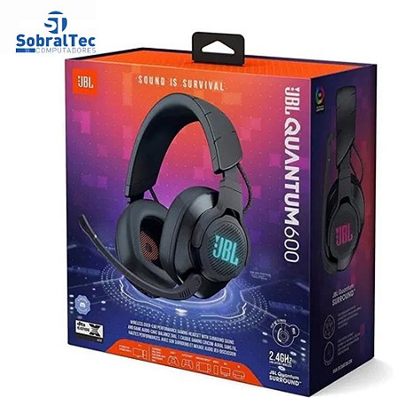 Fone de Ouvido JBL Quantum 600 Wireless Over-Ear RGB com Microfone - Preto