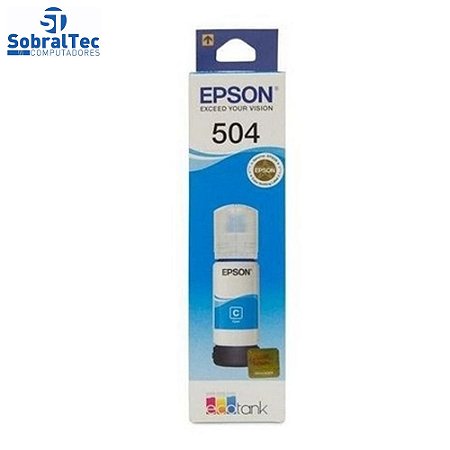 Refil de Tinta Epson Azul 504 Original T504 Para Ecotank L4150 / L4160 / L4260 / L6171 / L6161 / L6191