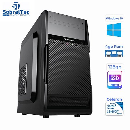 Computador Celeron Dual Core 2,6Ghz -HD SSD 128GB - Memória Ram 4GB- Micro- ATX MT-11BK C3Plus- Windows 10