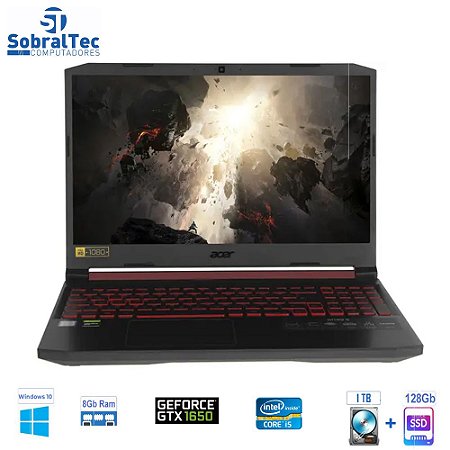 Notebook Gamer Acer NVIDIA GeForce GTX 1650 Core i5-9300H 8GB 1TB 128GB SSD Tela Full HD 15.6" Windows 10 Aspire Nitro 5