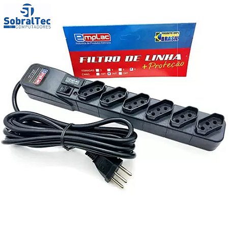 Protetor Eletrico Super Premium 6 Tomadas 5 Metros Emplac