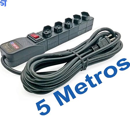 Protetor Eletrico Rearme Premium 5 Tomadas Com Cabo de 5 Metros - Emplac