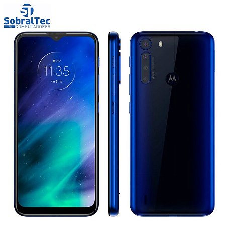 Smartphone Motorola One Fusion 128GB Azul Safira - 4GB RAM Tela 6,5” Câm. Quádrupla + Selfie 8MP