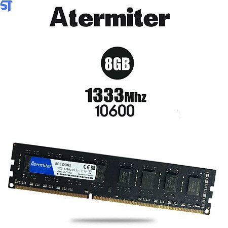 Memoria Ram Desktop DDR3  8GB 1333MHz Atermiter Preta