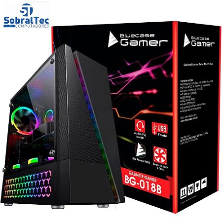 Gabinete Gamer Bg-018 Preto Bluecase - Sem Fonte / Led Rgb / Usb 3.0 Frontal