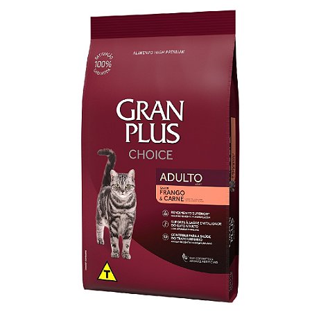 Ração GranPlus Choice Gatos Adultos Sabor Carne e Frango 10,1kg