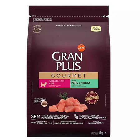 Ração GranPlus Gourmet Cães Mini Peru e Arroz 1kg