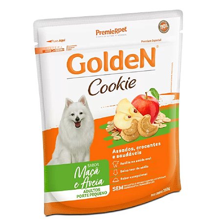 Snack Biscoito Golden Cookie Assados Cães Adultos Porte Pequeno Maçã e Aveia 350g Sem Transgênicos - PremierPet