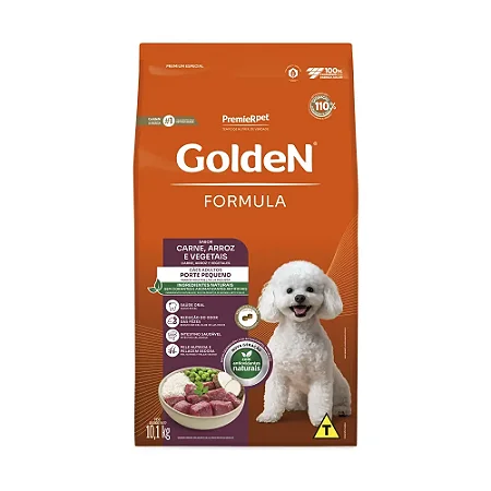 Ração Golden Fórmula Cães Adultos Porte Pequeno Sabor Carne, Arroz e Vegetais - PremierPet