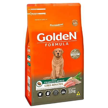 Ração Golden Fórmula Cães Adultos Raças Médias e Grandes Sabor Frango e Arroz - PremierPet