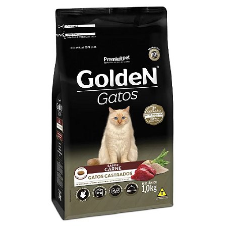 Ração Golden Gatos Castrados Sabor Carne - PremierPet