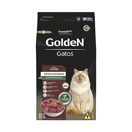 Ração Golden Gatos Castrados Sabor Carne - PremierPet