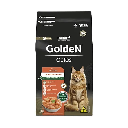Ração Golden Gatos Castrados Sabor Salmão - PremierPet