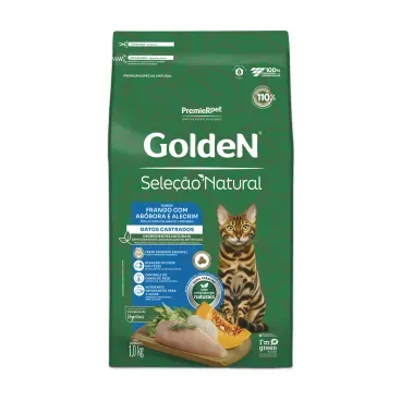 Ração Golden Gatos Seleção Natural Castrados Sabor Frango Com Abóbora e Alecrim - PremierPet